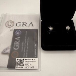 💎 2CT  VVS1 D Color Moissanite Stud Earrings – GRA Certified (New)
